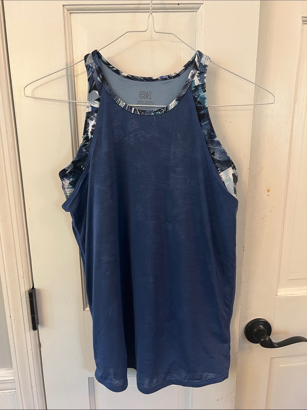 Athleta Girl Navy Tank with Blue & White Trim